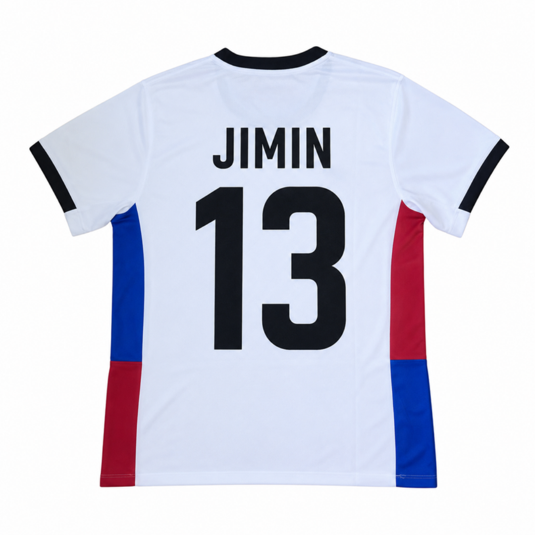Camiseta BTS "JIMIN Corea Blanca" - Edición Fandom Exclusiva - vista trasera