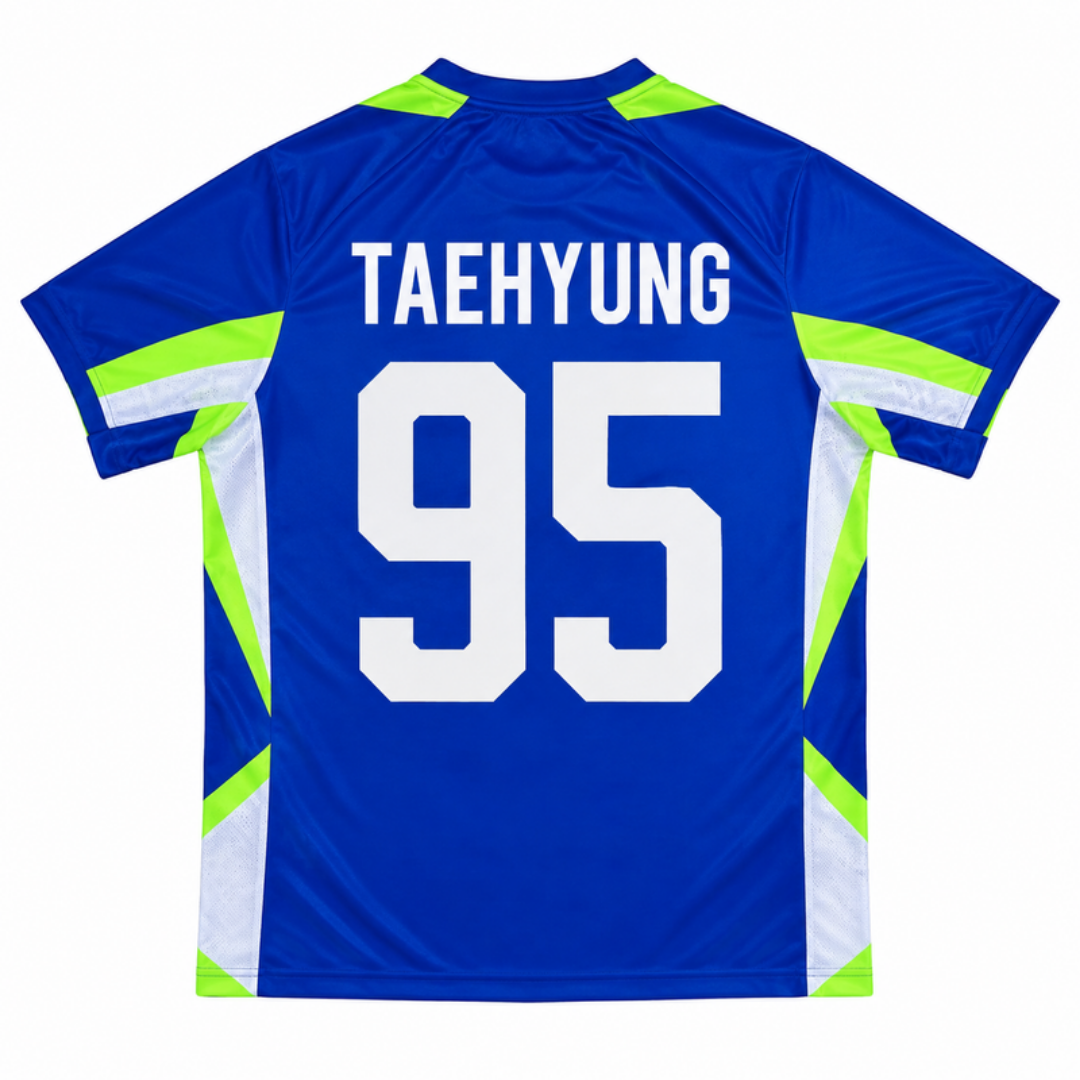 Camiseta BTS "Taehyung Neón Azul" - Edición Fandom Exclusiva - vista trasera